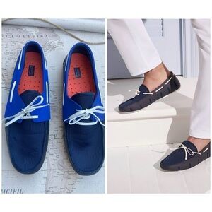 SWIMS Braided Lace Loafer Navy & Orange Slip On Shoes Land to Sea Size 12